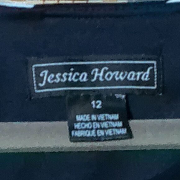 Jessica Howard Black Faux Wrap Dress with White Polka Dots - Picture 3 of 4